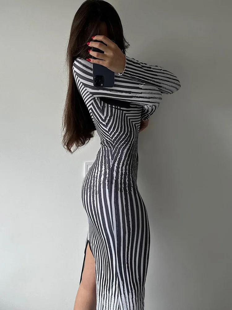 Женское платье-футляр CNYISHE в полоску