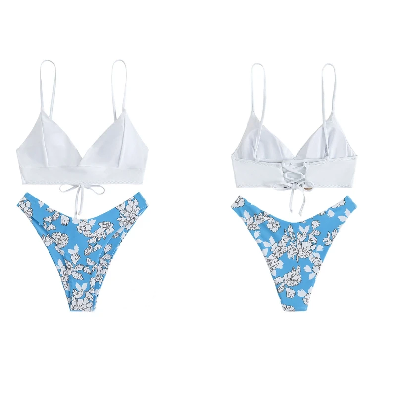 

Women's Floral High Waisted Bathing Suit Swimsuit Bikini Set Beach Wear Outdoor D5QD