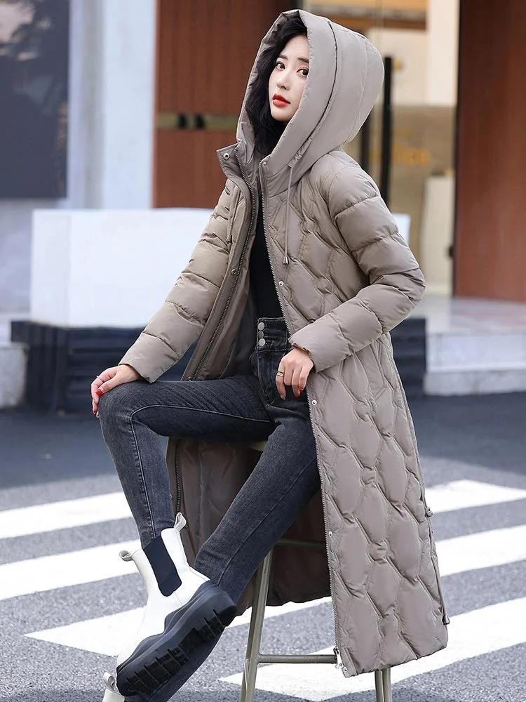 2022 New Parkas Women Winter Jacket Snow Wear Long Coat Hooded Warm Parka Female Hooded Cotton Padded Jackets Outwear
