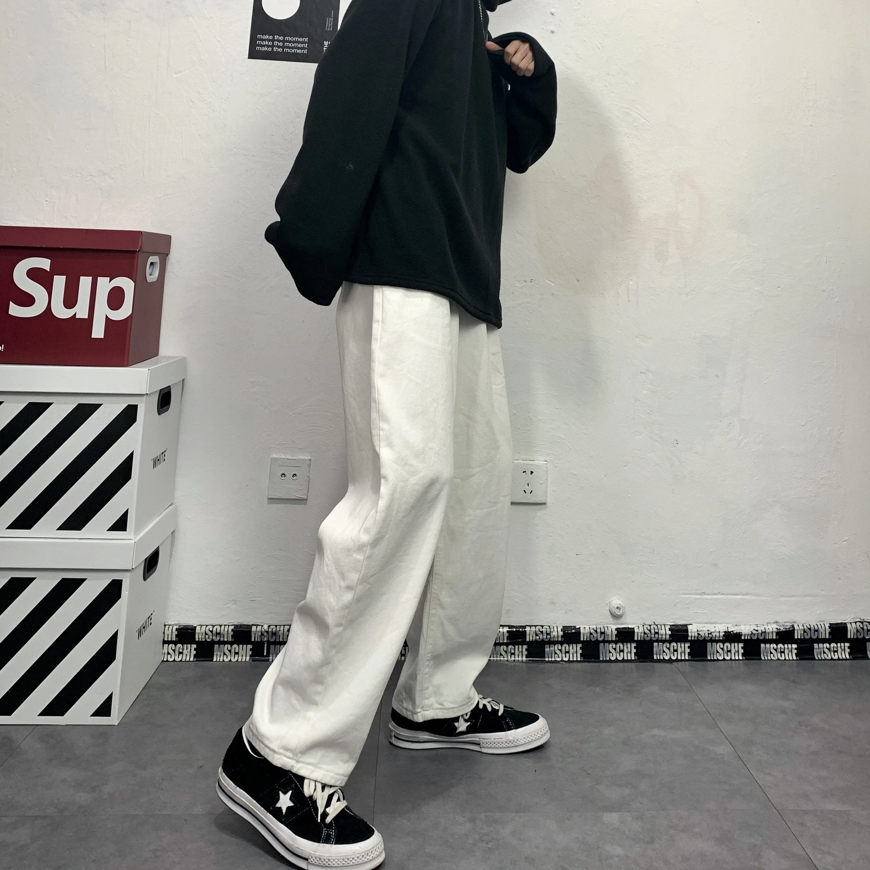 Pants Men Jeans Hip Hop Straight Wide Leg White Jeans Loose Pants Women's Loose Jeans Y2k Men's Jeans Casual Men Boyfriend Jeans