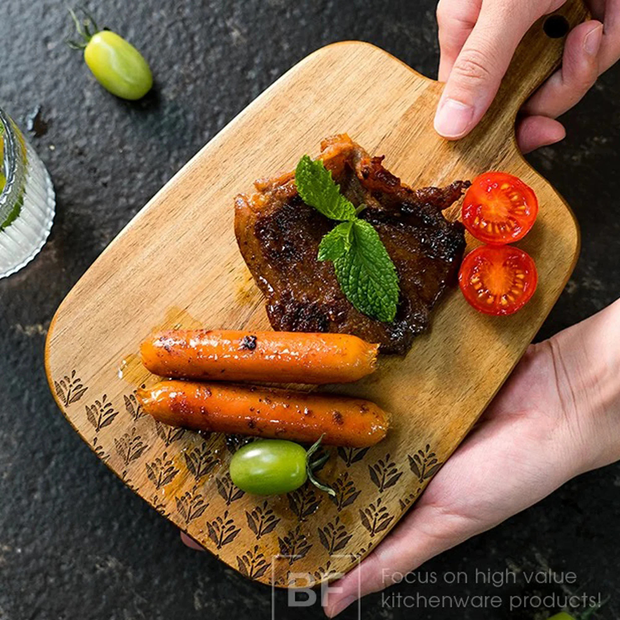 Деревянная доска из акации деревянная приготовленная для еды с ручкой весло сыра