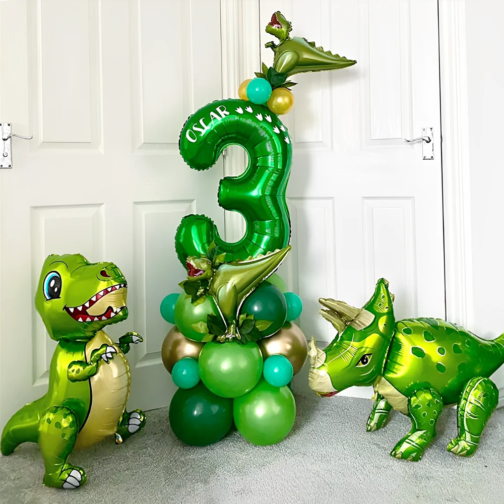 

1 Set Jungle Dinosaur Party Balloons Set 0-9 32inch Green Number Balloon for Kid Dinosaur Them Birthday Party Decoration Kid Toy