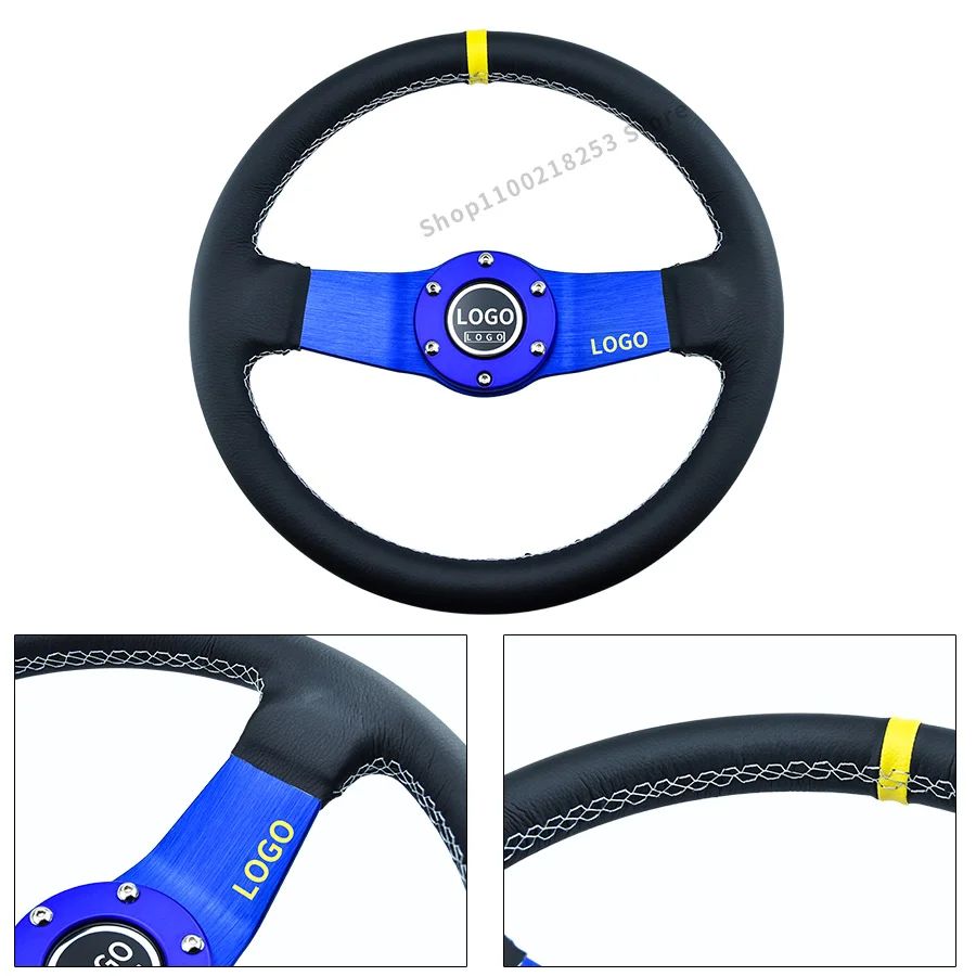 Универсальное и стильное рулевое колесо 13 дюймов/330 мм синее спицевое Спортивное