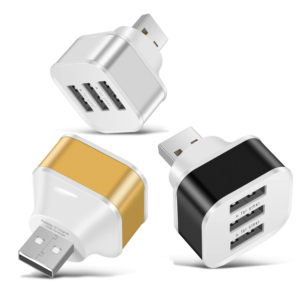 

Universally Car Charger 3 Port USB Slots Hub Adaptor USB 3in1 2.0 Multiple Plug And Play With Indicator Light 3-in-1