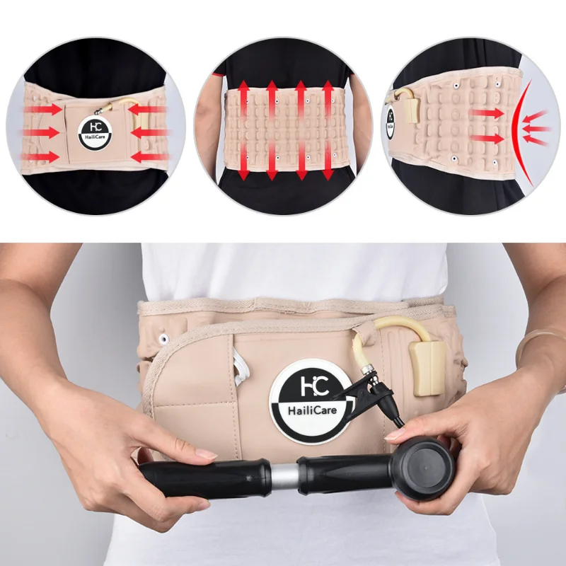 Support decompression kidney belt encircling inflatable lumbar disc herniation strain lumbar support fixation spinal traction