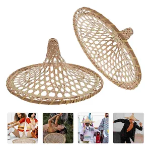 2 Pcs Lampshade Girl Hat Straw Wide Hat Coolie Hat Paddy Womens Straw Beach Hat Bamboo Amish Hat Women's