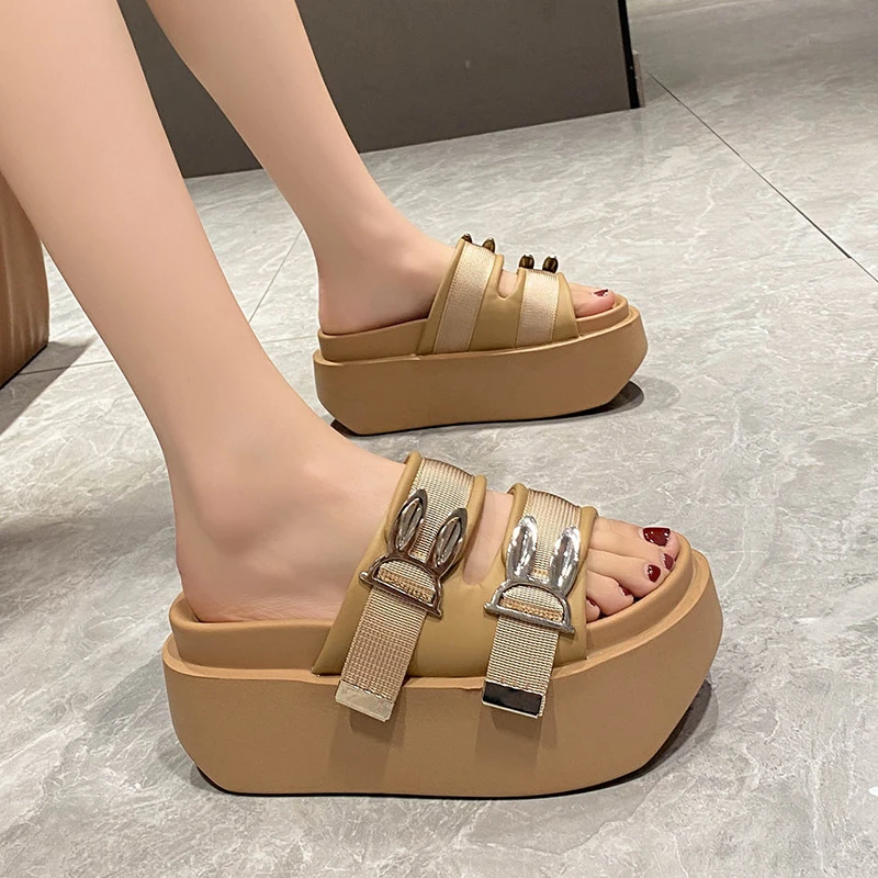 High Platform Sandals Women Summer 8CM Thick Bottom Wedge Heels Slippers Woman Fashion Chunky Beach Flip Flops Sandalias Mujer