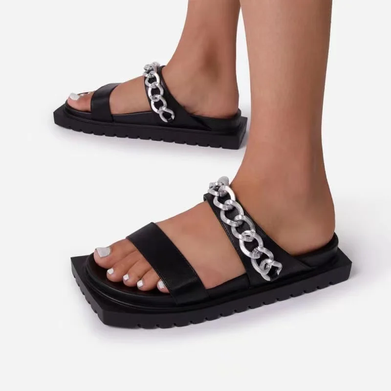

New Women's Party Slippers Sandals for Summer Flat with Fashion Open Toe Slip on Sandals Beach Shoes Leisure Shoes Ladies Female