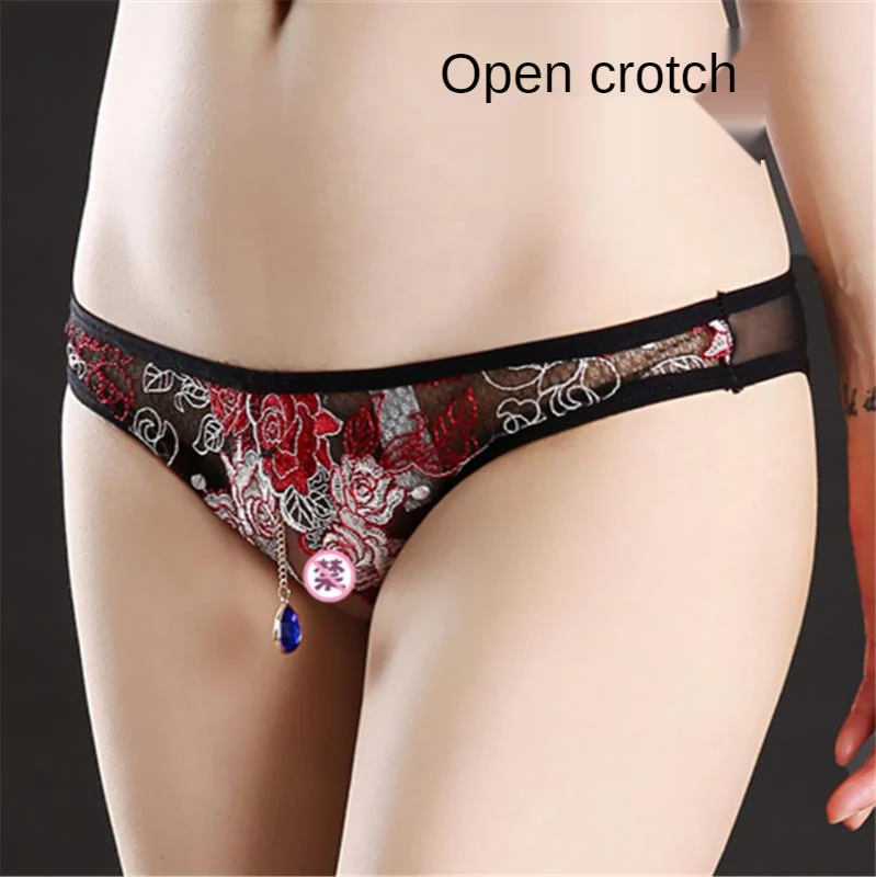Женские кружевные трусы эротичные трусики с открытой промежностью стринги
