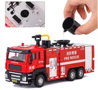 fire truck sprinkler truck toysimulation sound and light High simulation 1:50 alloy pull back water tank fire truck model