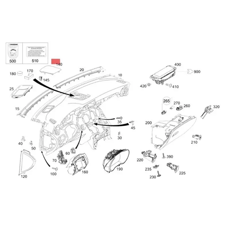 Фото Защитная сетка для динамиков Mercedes-Benz C/GLC W205 W253 2015-2021, центральная, для приборной панели, 2056801607 №2