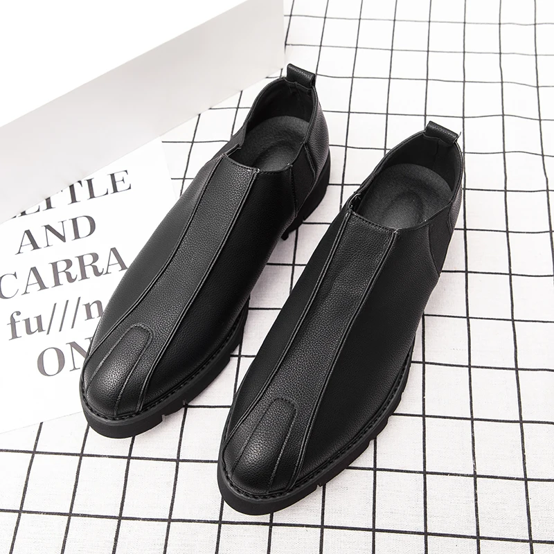 Туфли мужские без шнуровки эластичный ремешок Повседневная Деловая обувь