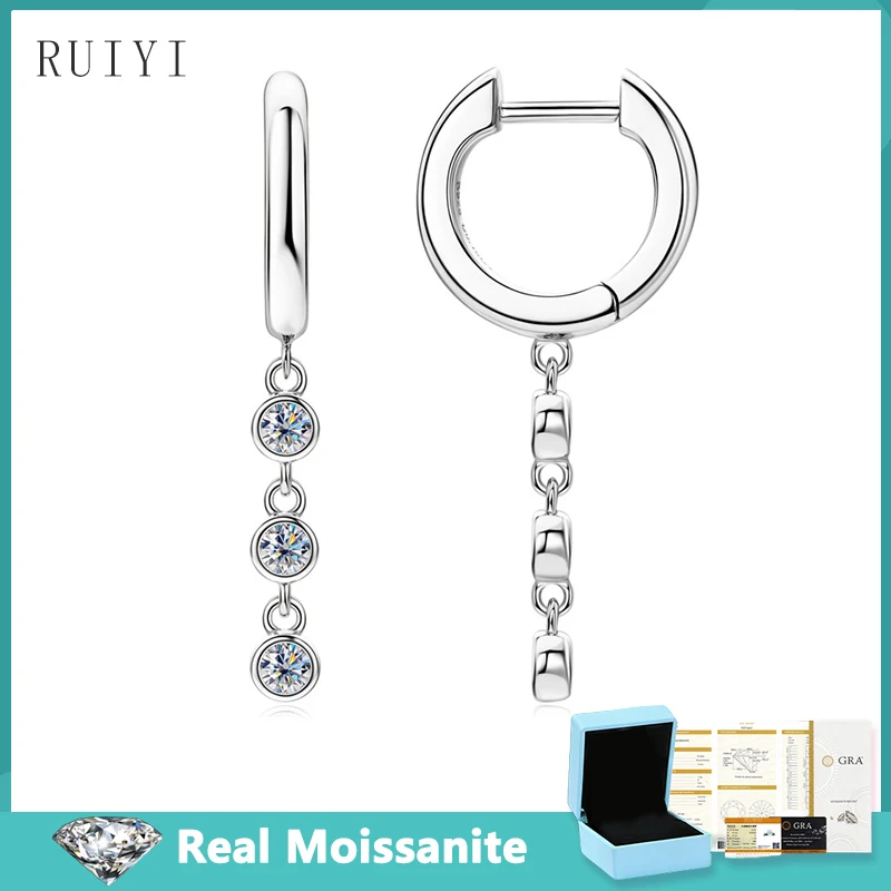 

D 0.36CT/pair Moissanite Earrings For Women Luxury Tassels 925 Sterling Silver Fine Jewelry Drop Earring Women's Girls Gifts