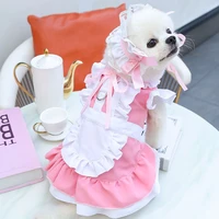 cute bow skirt pet dog clothes pink blue dog skirt spring summer puppy clothing small dogs party birthday wedding bowknot dress