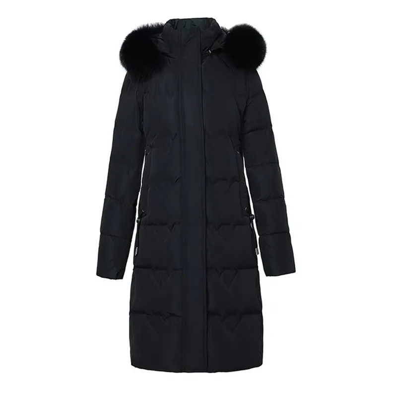 Winter Coat for Women Mid-length Down Jacket Female White Duck Down Thickened Coats Slim Removable Cap Coat Puffer Jackets Cjk