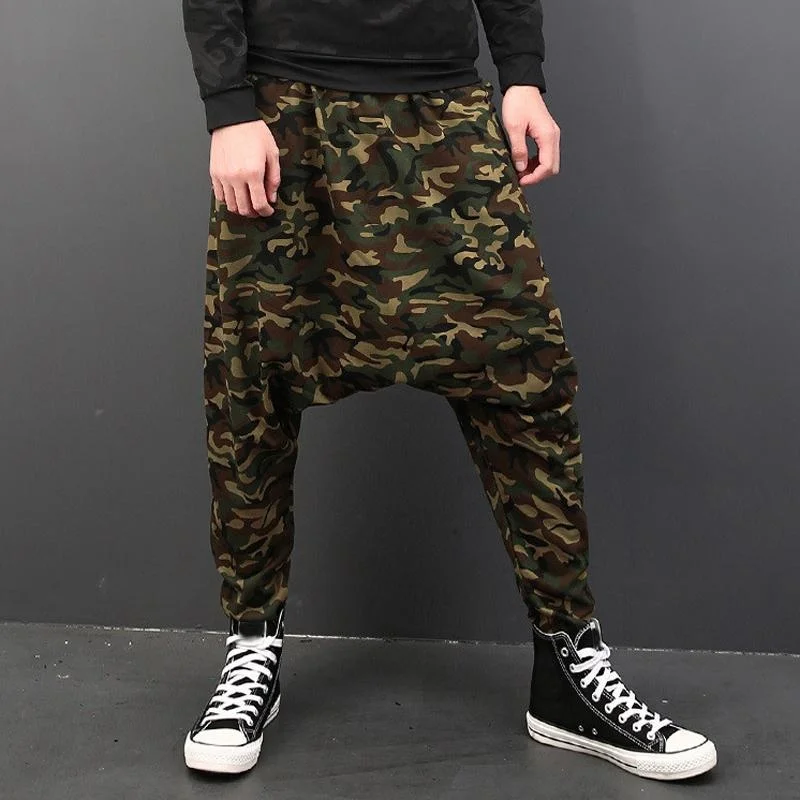 Men's Pants INCERUN Harem Drop Crotch Baggy Camouflage Printed Casual Hip-hop Joggers Male Trousers Pantalon Hombre S-5XL