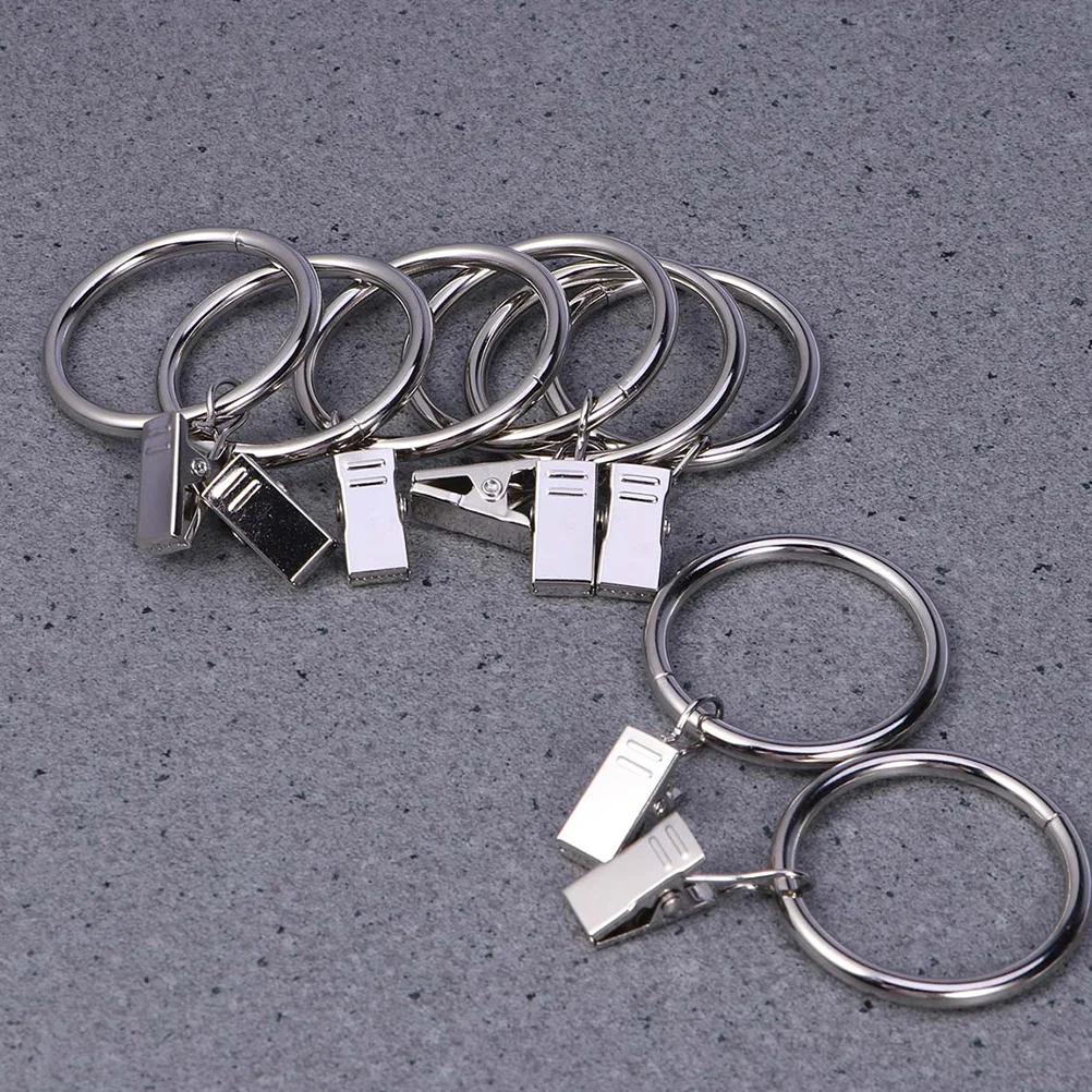 

20Pcs Curtain Rings Clips Bathroom Metal Drapery Hanging Circle with Clip