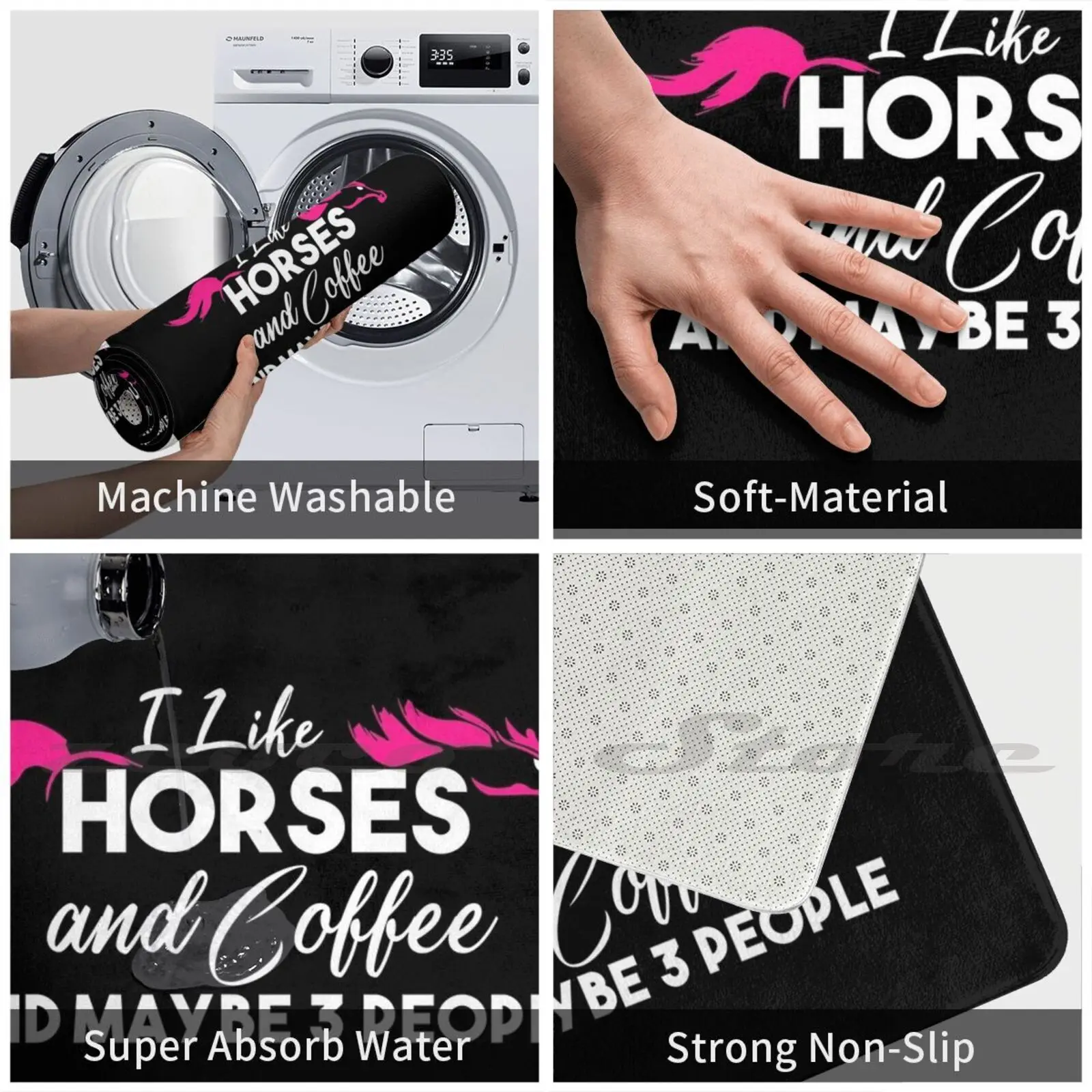 Забавный ковер Я люблю лошадей и кофе подарок для мужчин женщин нескользящий