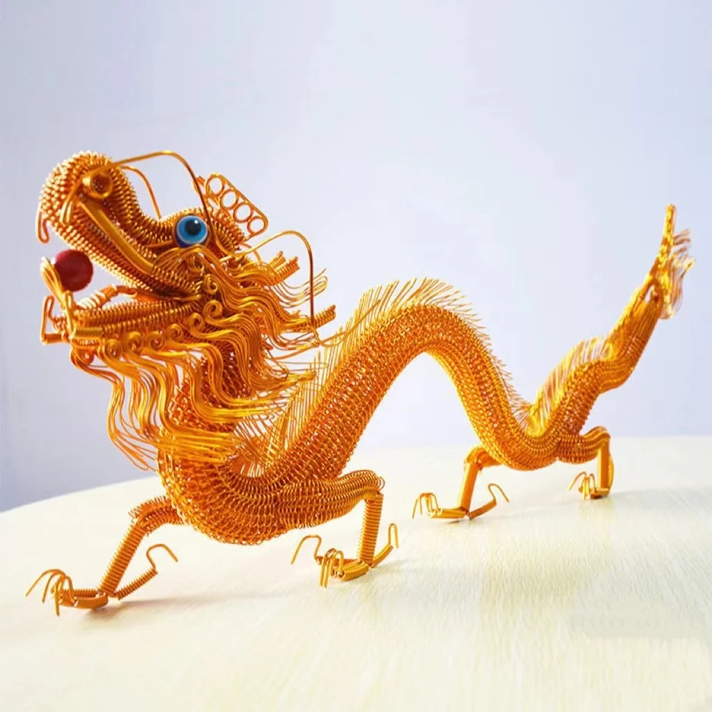 

32cm Large Chinese Golden Dragon Ornament Lucky Fortune Feng Shui Decoration Money Dragon Figure Home Decor Mascot Statue Gift
