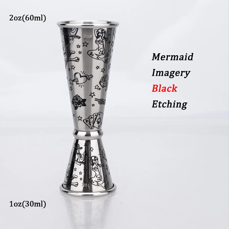 

30 мл 60 мл двойной джиггер из нержавеющей стали 304 C1 унция, 2 унции, мерные стаканчики для бармена, аксессуары для бара