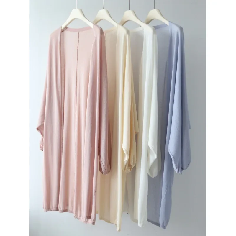 Женский трикотажный кардиган средней длины свободный топ с длинными рукавами и