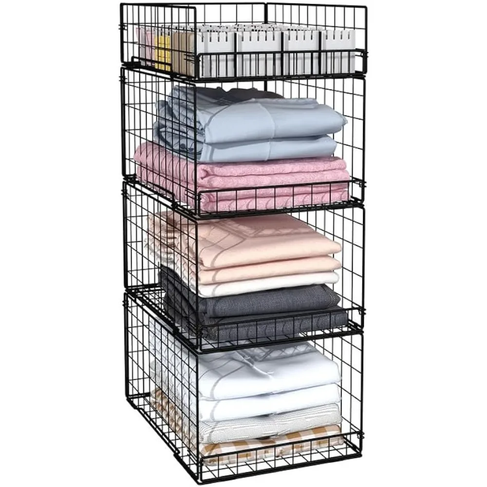 

Closet Organizers and Storage Shelves for Clothes, Collapsible Stackable Storage Bins Organizer Baskets Containers Drawers