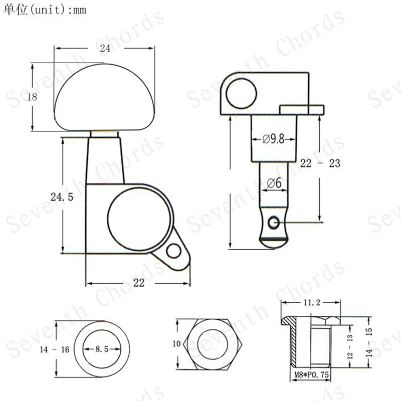 Набор 3R3L красивые золотые герметичные колки для настройки шестерен гитарных