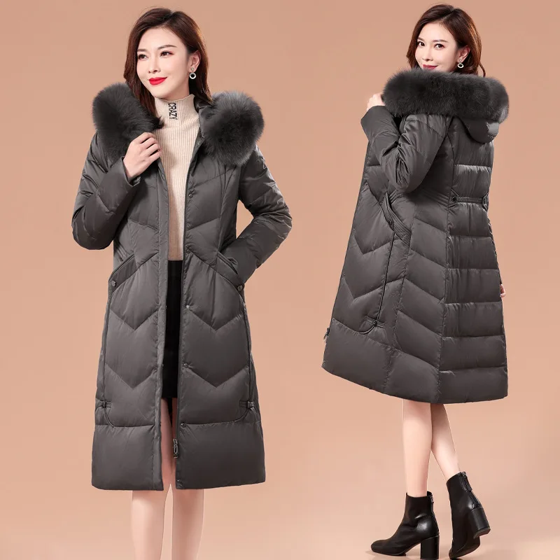 The New Slim-fit Korean Version of Winter 2022 All Matching Slimming Women's Commuter Hooded Down Jacket Winter Coat Women