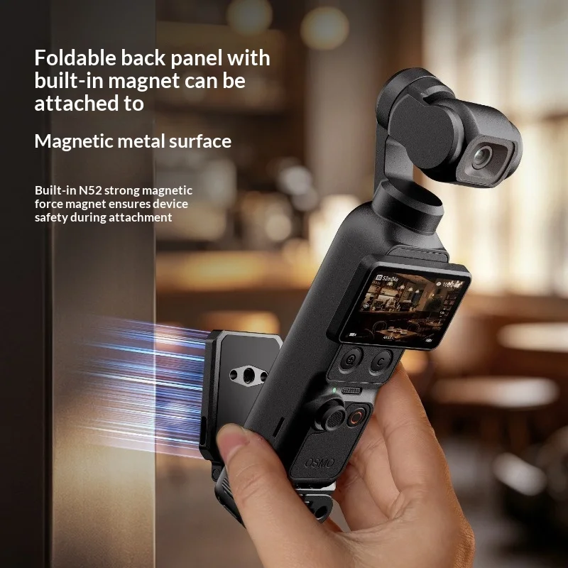 Фото Магнитная задняя панель для Pocket 4/3 - прямое подключение USB-C, магнит N52, 180° °   Складной, легкий №3