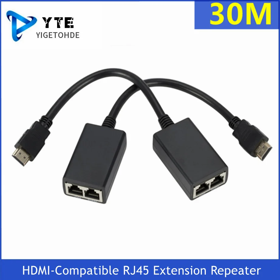 Ретранслятор HDMI Over RJ45 CAT5e CAT6 UTP LAN Ethernet-удлинитель поддерживает разрешение 1080P до минимум футов (30 м) с использованием кабины CAT6