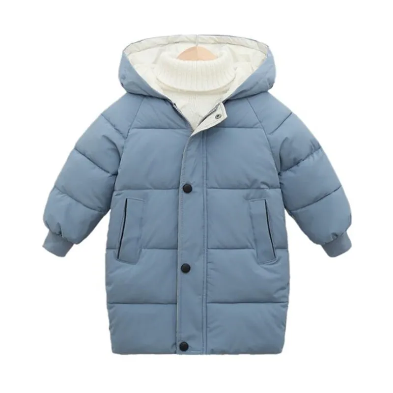 

2-12Y Russian Kids Children's Down Outerwear Winter Clothes Boys Girls Cotton-Padded Coats Thicken Warm Long Jackets