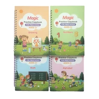 4 booksset 3d reusable magic copybook for calligraphy learn english math children handwriting practice calligraphy books kids