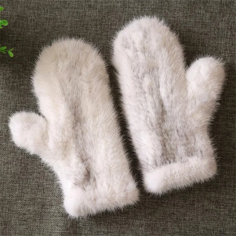 Winter Warm Gloves 100% Real Mink Fur Gloves Fashion Women's Luxury Mink Fur Knitted Elastic Net Thermal Mittens