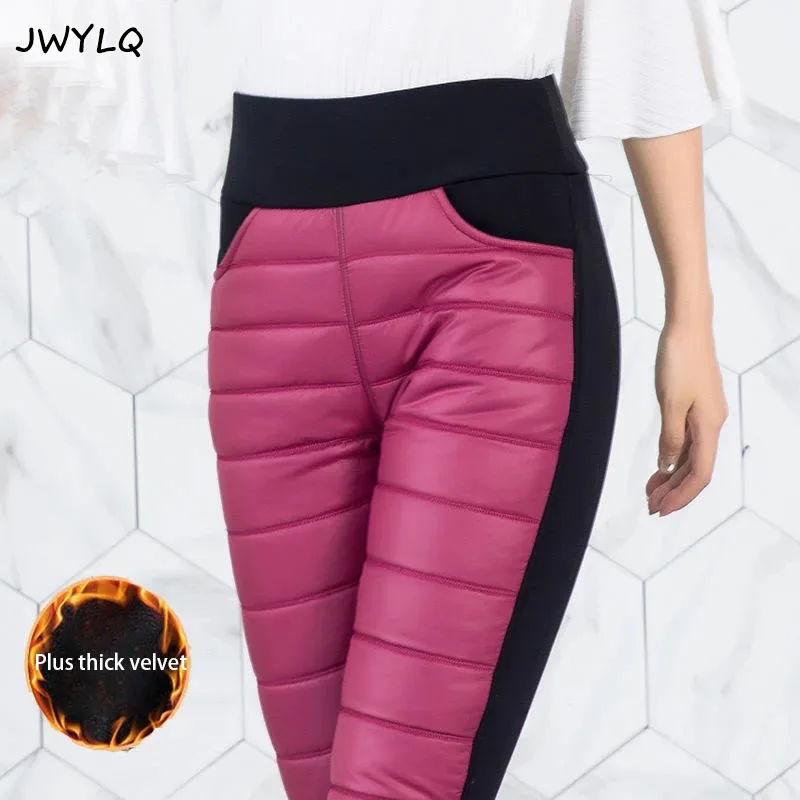 

Winter Down Cotton Pants Women's Outer Wear High Waist Large Size Thickening Middle-aged And Elderly Warm Leggings Mother Pants