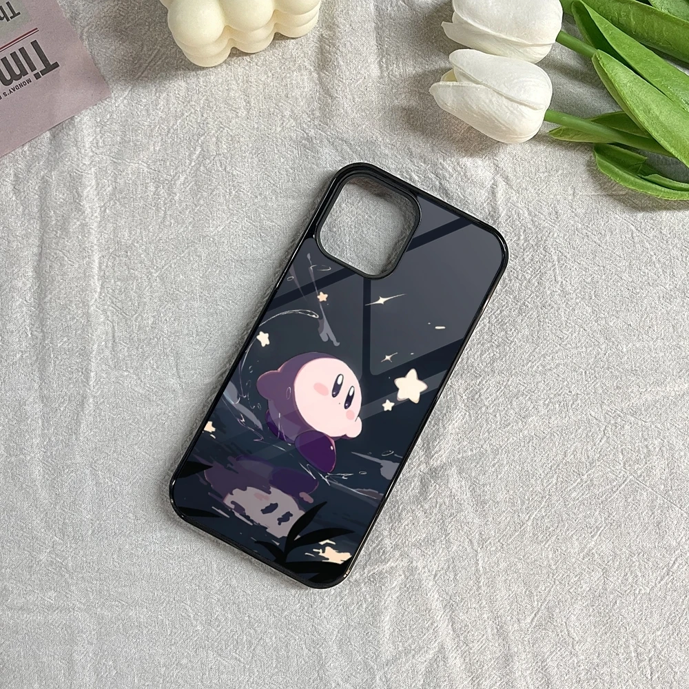 Милый чехол для телефона с игрой K-kirby Iphone 16 15 14 13 12 11 Pro Max Mini 8 Plus Se Xr X Xs Fundas Shell PC + из
