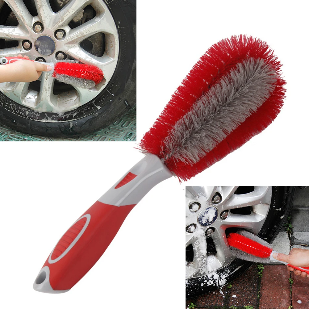 

Brand New Tire Brush Cleaning Brush Long Service Life PP+TPR Red Soft Bristles