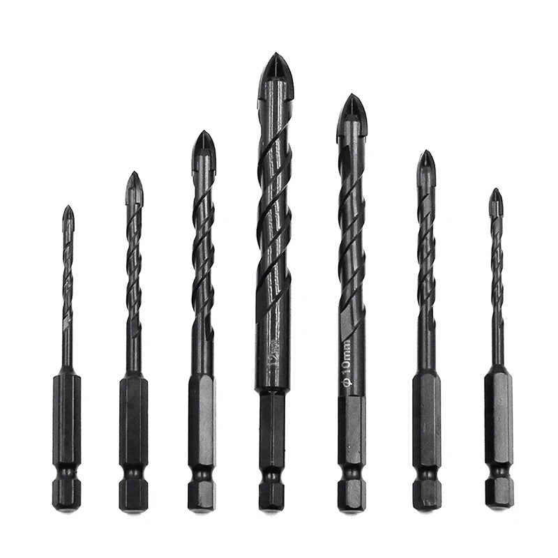 

1/5/7pc Cross Hex Drill Bit Set For Concrete Porcelain Tile Glass Metal Professional Multifunction Drill Bits Kit Carbide Drills