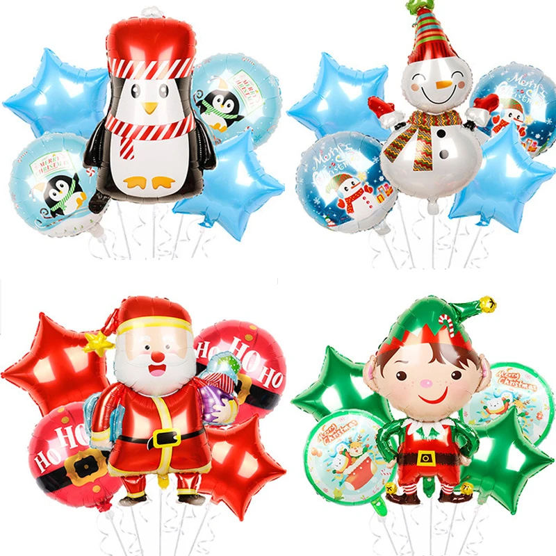 

1Set Merry Christmas Foil Balloons Santa Claus Snowman Globos Xmas Deer Penguin air toys Christmas Decorations for Home Decor