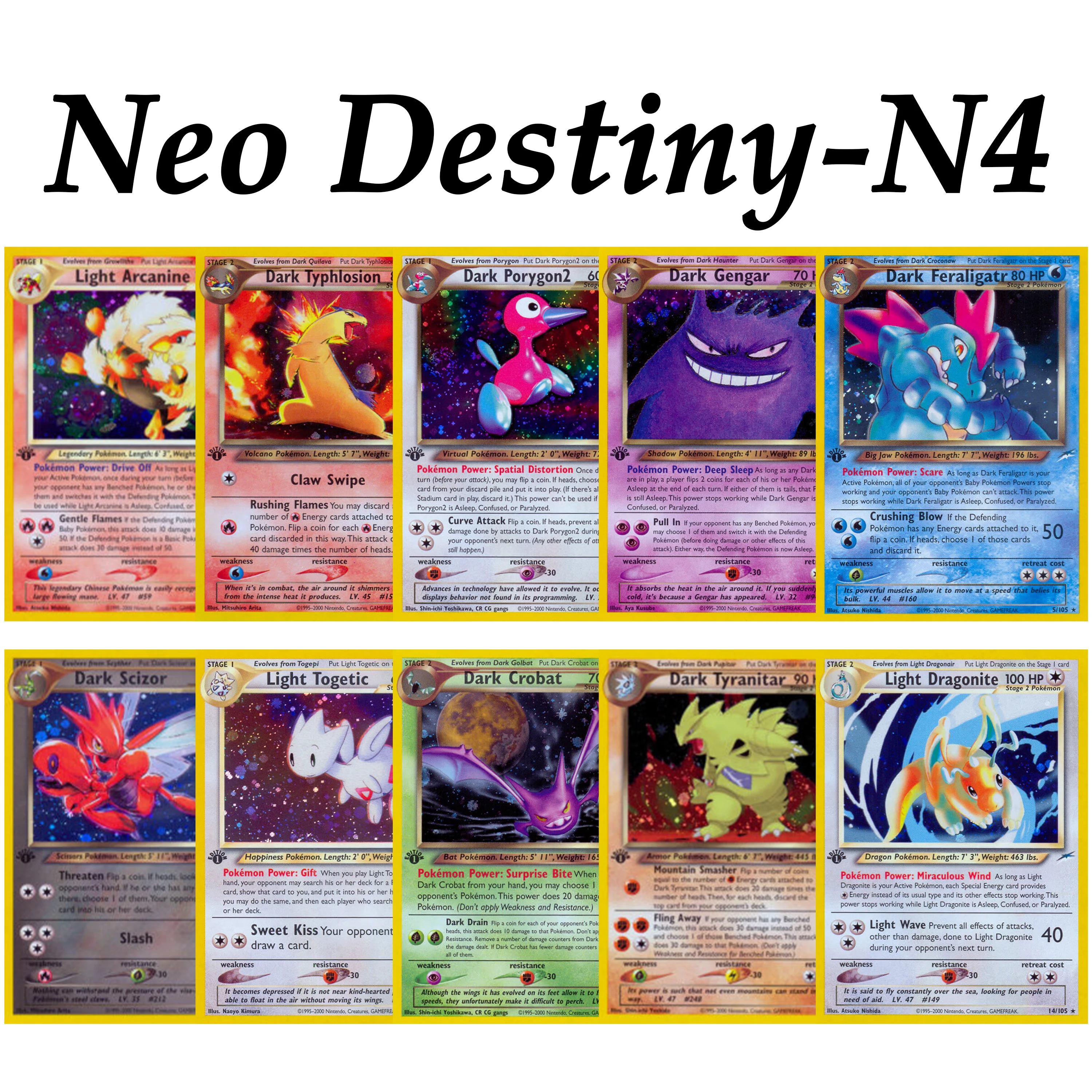 Фото PTCG Pocket Neo Destiny-N4 1-е издание: Космос, Голо, Тёмные/Светлые архетипы, Винтажные голо-карточки, Прокси-карты, Тиранитар, Драгонайт, Генгар №1
