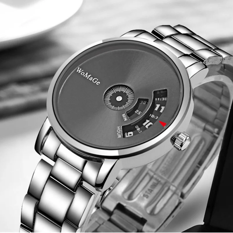 

SMVPWoMaGe Brand Turntable Men's Watch Men Watch Fashion Mens Watches Luxury Full Steel Wrist Watch Clock Saat Relogio Masculino