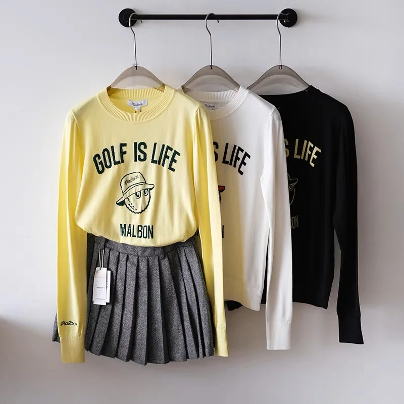 Autumn Winter 2022 new golf ladies knit sweater Women's outdoor sports casual soft stretch top warm sweater women's fashion