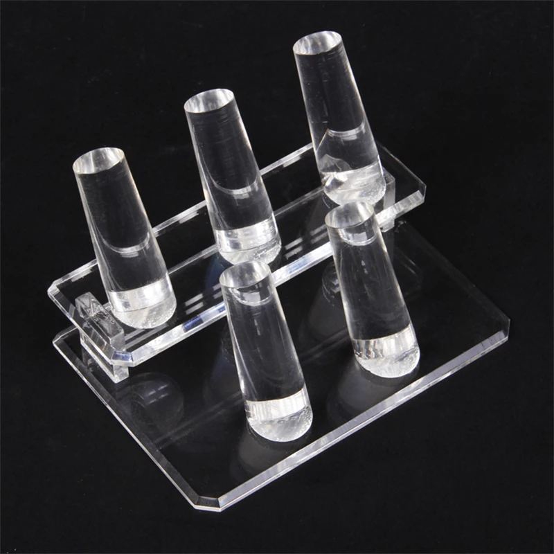 TONVIC Wholesale 1pc Acrylic Clear View Ring Display Stand Holder With 5 Ring Holder Rack