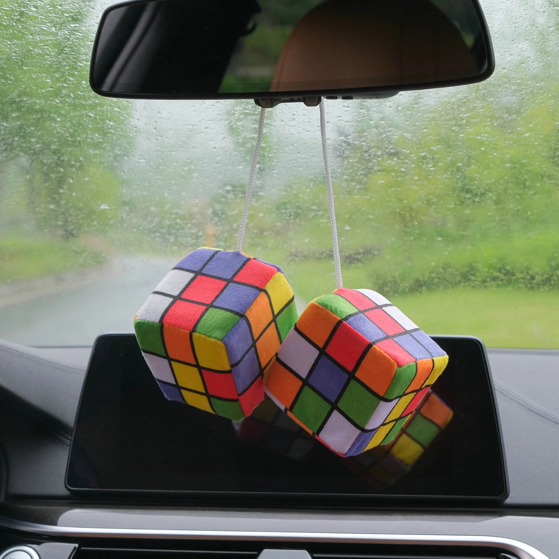 Креативный автомобильный кулон цветной плюшевый волшебный куб автомобильное