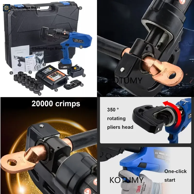 Фото Гидравлические клещи для опрессовки GlobalMega Store EZ-400, электрические гидравлические клещи, литиевые электрические гидравлические клещи №1