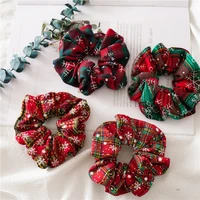xmas christmas soft elastic hair bands red green flannel scrunchies rubber bands women hair rope autumn winter hair accessories