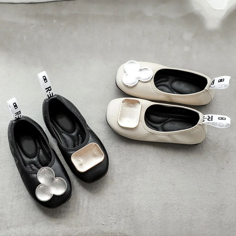 

New Children Leather Shoes Girls Princess Loafers Casual Toddler Baby Performance Flats Kids Mandarin Duck Buckle 02A