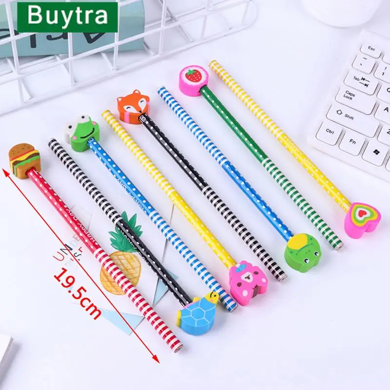 

10pcs Cute Cartoon Pencil with Rubber Kindergarten Prizes Gifts Stationery Children HB Pencil for Student