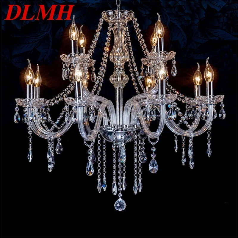 

DLMH European Style Chandelier LED Candle Pendant Lamp Crystal Lighting Ceiling Luxury Fixtures for Home Hotel Hall