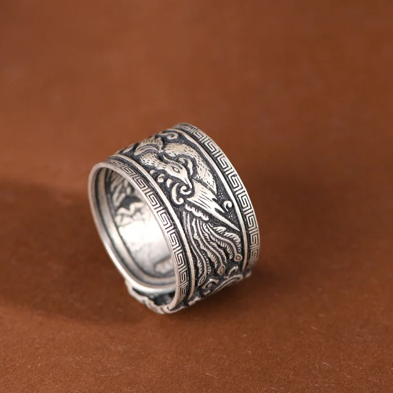 BOCAI S990 стерлингового серебра подвески кольца для мужчин женщин ретро 3D тиснение