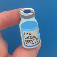 im a vaccine booster medicine bottle brooch metal badge lapel pin jacket jeans fashion jewelry accessories gift